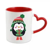 Kubki - Kubek Biał Red Serce Świąteczny Pingwin Prezent 01 - miniaturka - grafika 1