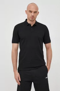 Koszulki męskie - BOSS polo bawełniane 50468362 kolor czarny gładki - Boss - grafika 1