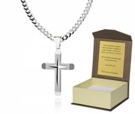 Biżuteria dla dzieci - Srebrny łańcuszek męski diamentowany krzyżyk DEDYKACJA 50 cm P2K2 - miniaturka - grafika 1