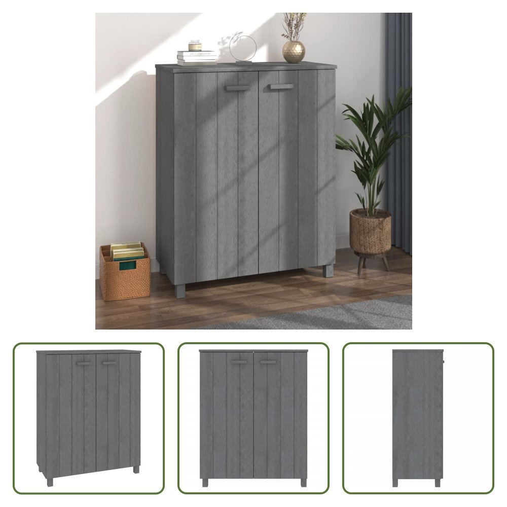 The Living Store Szafka na buty HAMAR ciemnoszara 85x40x108 cm lite drewno sosnowe