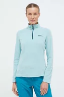 Bluzy damskie - Jack Wolfskin bluza sportowa Taunus kolor turkusowy gładka - miniaturka - grafika 1