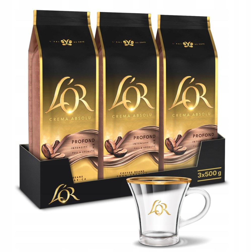 Kawa ziarnista L'or Crema Absolu 1,5kg (3x 500g filiżanka L'or Gratis!