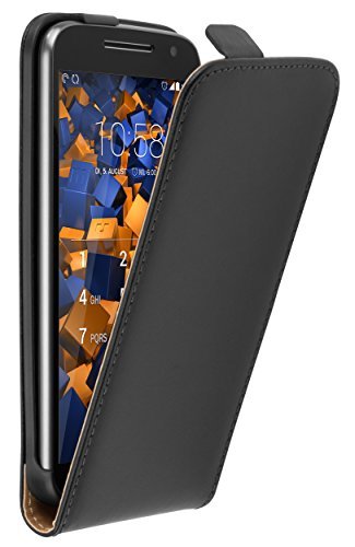 mumbi pokrowiec Flip Case kompatybilny z Lenovo Moto G4 / G4 Plus etui na telefon komórkowy Case Wallet, czarny