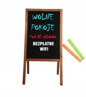STOJAK POTYKACZ REKLAMOWY KREDOWY DWUSTRONNY DREWNIANY BRĄZ S 75x44 - Tablice i flipcharty - miniaturka - grafika 1