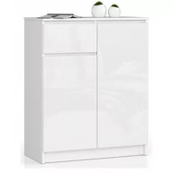 Komody - KOMODA K 80 cm 2 DRZWI 1 SZUFLADA BIAŁA / BIAŁY POŁYSK - miniaturka - grafika 1