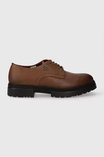 Tommy Hilfiger półbuty skórzane COMFORT CLEATED THERMO LTH SHOE męskie kolor brązowy FM0FM04647 - Półbuty męskie - miniaturka - grafika 1