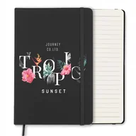 Notesy i bloczki - NOTES A5 CZARNY W Linie Gumka TROPIC KWIATY Wzory - miniaturka - grafika 1