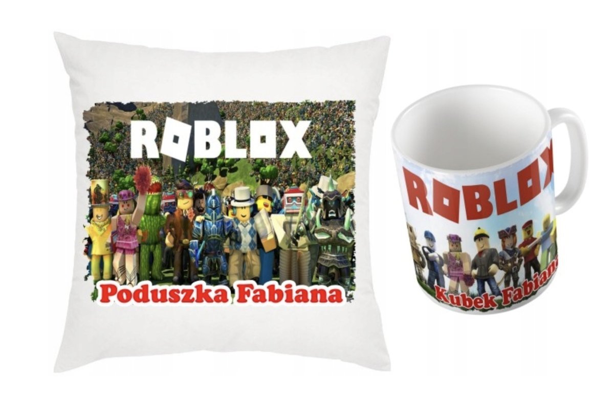 ZESTAW PODUSZKA + KUBEK PREZENT DLA DZIECKA ROBLOX MAN FACE GRA + IMIĘ #5