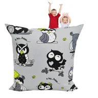 Pościel dla dzieci - Poszewka Dziecięca 40x40 Bawełniana JAŚ Szalone Sowy Zielone Na Szarym - miniaturka - grafika 1