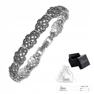 Srebrna Bransoletka pr. 925 Elegancka Bransoletka z Markazytami na Prezent - Bransoletki - miniaturka - grafika 1