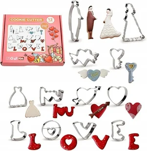 Foremki do Ciastek Warzyw Owoców itp. Motyw Walentynki Wesele 12 Sztuk - Formy do ciast - miniaturka - grafika 1