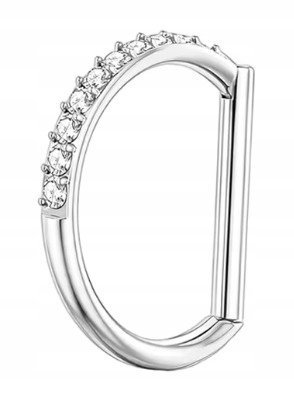 Tytanowy Kolczyk Clicker PIERCING Kształt D Cyrkonie HELIX Lobe 1,2/8