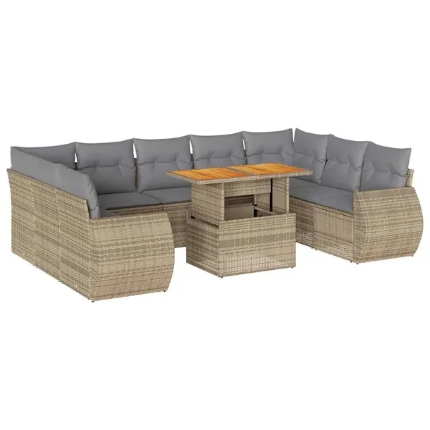 Zestaw mebli ogrodowych modułowych, beżowy, rattan PE, wymiary: 62-100 x