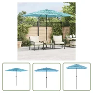 Parasole ogrodowe - The Living Store Parasol ogrodowy na stalowym słupku - niebieski - 300x200x250 cm - Parasol Ogrodowy - miniaturka - grafika 1