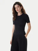 Koszulki i topy damskie - Calvin Klein T-Shirt LV044D246G Czarny Slim Fit - miniaturka - grafika 1