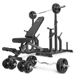 Zestaw MS2_2.0_113KG | Ławka dwustronna + stojaki regulowane + zestaw gryfów i obciążeń 113 kg - Marbo Sport - Ławki treningowe - miniaturka - grafika 1