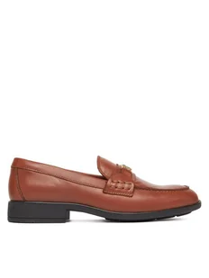 Tommy Hilfiger Loafersy Th Logo Leather Loafer FW0FW08705 Brązowy - Półbuty damskie - miniaturka - grafika 1