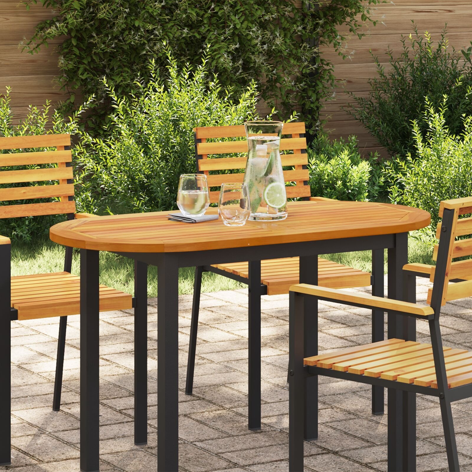 vidaXL Blat 110x55x2,2 cm Owalny z litego drewna akacjowego