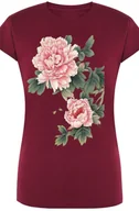 Koszulki i topy damskie - T-Shirt Damski Modny Kwiaty Nadruk Rozm.S - miniaturka - grafika 1