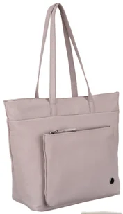 Miejska torba damska na ramię shopper bag z poliestru PETERSON filetowa duża torebka na wysokich uchwytach kieszonki pojemna mieści a4 - Torebki damskie - miniaturka - grafika 1