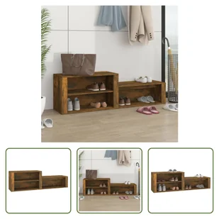 The Living Store Szafka na buty dąb wędzony 150x35x45 cm Materiał drewnopochodny - Szafki na buty - miniaturka - grafika 1