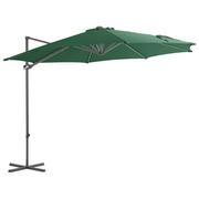 Parasole ogrodowe - vidaXL Parasol wiszący ze stalowym słupkiem, 300 cm, zielony vidaXL - miniaturka - grafika 1