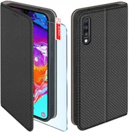 Etui i futerały do telefonów - Etui z klapką do Samsung A70 Zamykane Czarne Futerał + Szkło 9H - miniaturka - grafika 1