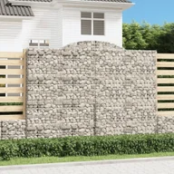 Pozostałe narzędzia ogrodowe - vidaXL Kosze gabionowe, 4 szt, 300x30x220/240 cm, galwanizowane żelazo - miniaturka - grafika 1