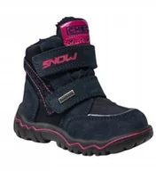 Śniegowce damskie - Twisty Śniegowce Ze Skórą Granatowe Na Rzepy 22 Jwa - miniaturka - grafika 1