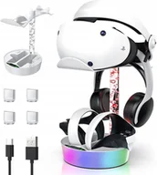 Akcesoria do Playstation - Stacja ładująca PSVR2 KUNSLUCK RGB 2x kontrolery + stojak słuchawek - miniaturka - grafika 1