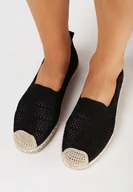 Espadryle damskie - Czarne Espadryle z Ażurowej Siateczki Ozdobione Plecionką Lanivesa - miniaturka - grafika 1