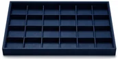 Biżuteria - akcesoria - Wysokiej jakości taca na biżuterię 24 kratki organizer skórzany Niebieski - miniaturka - grafika 1
