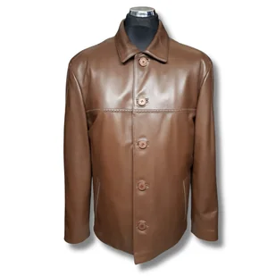 Kurtka Męska Skórzana, Kolor Brąz, Rozm. L – Stylowa, Klasyczna, Wygodna - Kurtki męskie - miniaturka - grafika 1