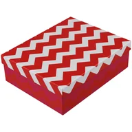 Opakowania i torebki na prezenty - Sparklez Pudełko Biało-Czerwone, Zyg-Zag, Rozmiar M - miniaturka - grafika 1