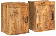 Szafki nocne - vidaXL Stolik nocny 2 pcs Brązowy 35 x 33 x 48 cm Drewno z mango - miniaturka - grafika 1