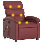 Stoły i łóżka do masażu - vidaXL Rozkładany fotel masujący, winna czerwień, obity sztuczną skórą - miniaturka - grafika 1