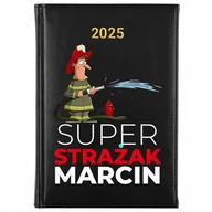 Notesy i bloczki - KALENDARZ TERMINARZ CZARNY NOTES PLANER A5 2025 Prezent dla STRAŻAKA WZÓR - miniaturka - grafika 1