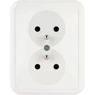 Gniazdka elektryczne - Gniazdo podwójne z uziemieniem CosmoLuxe białe - miniaturka - grafika 1