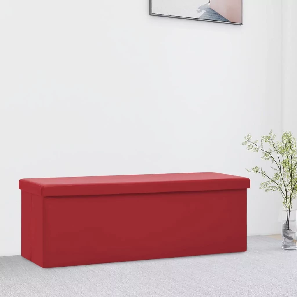 Lumarko Składana ławka ze schowkiem, kolor winna czerwień, PVC