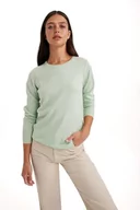 Swetry damskie - DeFacto Damski sweter Tricot, zielony, XXL - miniaturka - grafika 1