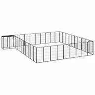 Sprzęt podróżny i transportery dla psów - vidaXL Kojec dla psa, 42 paneli, czarny, 50x100 cm, stal - miniaturka - grafika 1