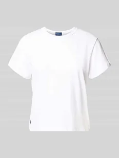T-shirt z wyhaftowanym logo i okrągłym dekoltem - Koszulki i topy damskie - miniaturka - grafika 1