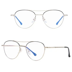 Damskie okulary pilotki zerówki do komputera Blue Light 25167 srebrne - Okulary korekcyjne, oprawki, szkła - miniaturka - grafika 1