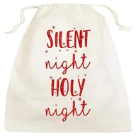 Ozdoby bożonarodzeniowe - Woreczek bawełniany świąteczny SILENT NIGHT HOLY 25x28cm 145g - miniaturka - grafika 1