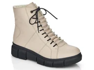 Botki damskie - Botki damskie Rieker beżowe ocieplane kożuszkiem trzewiki X3428-42 - miniaturka - grafika 1