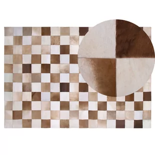 Beliani Dywan skórzany brązowy z beżowym 140 x 200 cm SOLMAZ Dywan skórzany brązowy z beżowym 140 x 200 cm SOLMAZ - Dywany - miniaturka - grafika 1