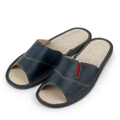 Kapcie męskie - Kapcie męskie R.46 wsuwane skóra eko oddychająca wkładka antypoślizgowe KM-11-NB-46 - miniaturka - grafika 1