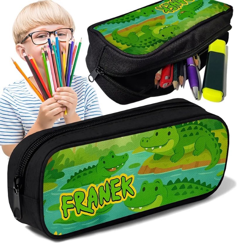 Piórnik TUBA + IMIĘ Dinozaury Krokodyle Personalizowany Szkolny Prezent