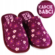 Kapcie damskie - Kapcie dla Babci domowe ocieplane z kwiatowym wzorem FIOLETOWY MORAJ 38-39 - miniaturka - grafika 1