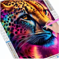 Zabawki kreatywne - MOZAIKA DIAMENTOWA ZESTAW Haft Diamentowy 5D GEPARD, TYGRYS!Obraz, diamenty / FOTOROB - miniaturka - grafika 1